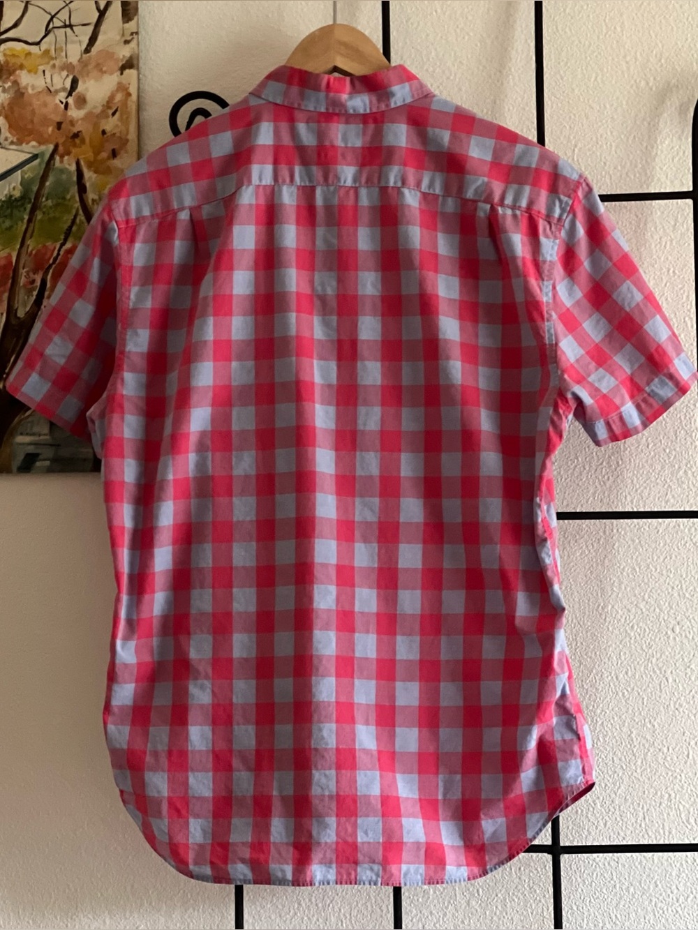 Men's Bonobos Short-Sleeve Check Button-Down Shirt - Pink & Light Blue, Size Med - Picture 2 of 6